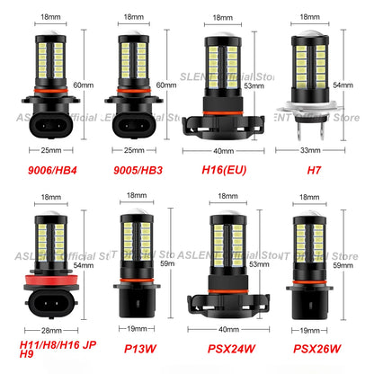 KIT LED ANTIBROUILLARD H11,9006 HB4, PSX24W, PSX26W, P13W,  9005 HB3, H9, H8, H16 JP EU